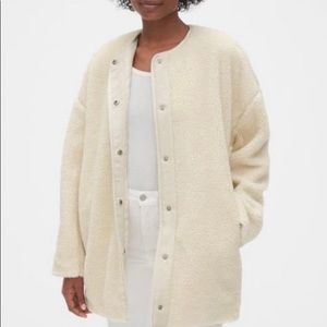 Gap XS Oversized Teddy Cocoon Jacket Off White NWT
